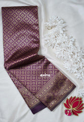 Jamun Purple-D3 - Thendral - Kanchi Art Silk Saree with Flower Border and Buttas - Perfect for Festive Wear