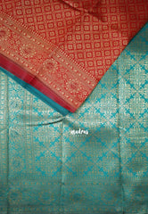 Chilli Red-D3 - Thendral - Kanchi Art Silk Saree with Flower Border and Buttas - Perfect for Festive Wear