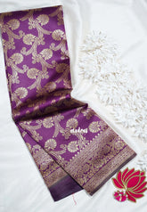 Jamun Pueple-D7 - Thendral - Kanchi Art Silk Saree with Kodi Flower Border - Perfect for Wedding Functions