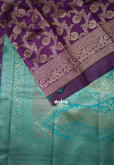 Jamun Pueple-D7 - Thendral - Kanchi Art Silk Saree with Kodi Flower Border - Perfect for Wedding Functions