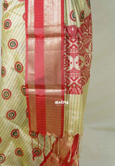 Creamy Butter - Thendral - Kanchi Semi Silk Saree Checks with Buttas and Ganga Jamuna Border - Perfect for Wedding Functions