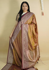 Dual Shade Mustard Yellow - Thendral - Kanchi soft silk with Floral border