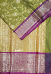 Mehndi Green with Magenta - Thendral - Kanchi Semi Silk Saree Zari Weaving Body with Rich Pallu and Blouse - Perfect for Wedding Functions