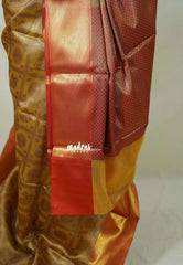 Pale Gold - Thendral - Kanchi Semi Silk Saree Full Zari Weaving with Border - Perfect for Wedding Functions