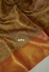 Pale Gold - Thendral - Kanchi Semi Silk Saree Full Zari Weaving with Border - Perfect for Wedding Functions