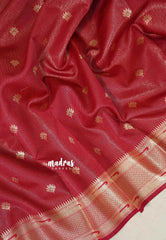 Crimson Red - Thendral - Kanchi Semi Silk Saree with Paithani Weaving - Perfect for Wedding Functions