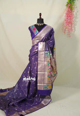 Royal Purple - Thendral - Kanchi Semi Silk Saree with Paithani Weaving - Perfect for Wedding Functions