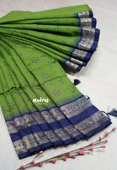 Sap Green - Thendral - Kanchi semi silk buttas body rettapetta border