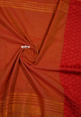 Yellow with red - Trisha - cotton silk with thread border