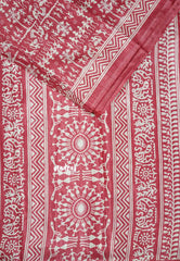 Pastel Peach Pink - Uniform sarees Malgudi printed silk warli prints