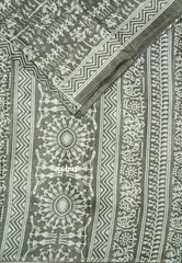 Pastel Grey - Uniform sarees Malgudi printed silk warli prints