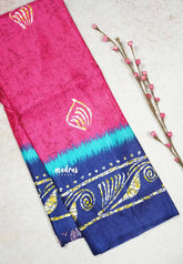 Rani Pink - Uniform sarees Malgudi printed silk with batik prints