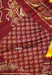Mustard Yellow - Uniform sarees Malgudi printed silk with batik prints