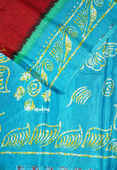 Red - Uniform sarees Malgudi printed silk with batik prints