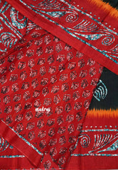 Black - Uniform sarees Malgudi printed silk with batik prints
