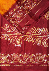 Fanta Orange - Uniform sarees Malgudi printed silk with batik prints