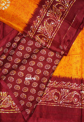 Fanta Orange - Uniform sarees Malgudi printed silk with batik prints