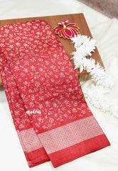 Chrimson red - Uniform sarees Malgudi printed silk small prints