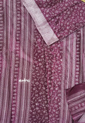 Wine purple - Uniform sarees Malgudi printed silk small prints