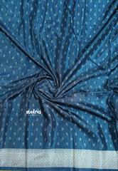 Peacock blue - Uniform sarees Malgudi printed silk small prints