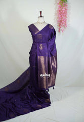 Royal Purple - Vadhanam - Jute Tussar Silk Saree with Buttas and Rich Pallu - Best for Office Wear | Casual Wear