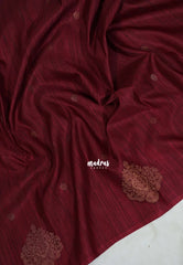Majestic Maroon - Vadhanam - Jute Tussar Silk Saree with Buttas and Rich Pallu - Best for Office Wear | Casual Wear