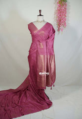 Mulberry Pink - Vadhanam - Jute Tussar Silk Saree with Buttas and Rich Pallu - Best for Office Wear | Casual Wear