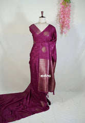 Mulberry Purple - Vadhanam - Jute Tussar Silk Saree with Buttas and Rich Pallu - Best for Office Wear | Casual Wear