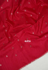 Reddish Pink - Jute Tussar Silk Saree with Stripes Texture and Tissue Blouse - Best for Office Wear | Casual Wear