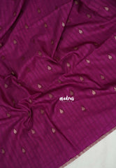 Magenta Purple - Jute Tussar Silk Saree with Stripes Texture and Tissue Blouse - Best for Office Wear | Casual Wear