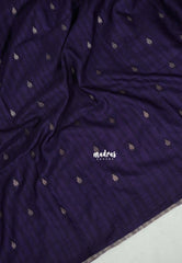 Midnight Purple - Jute Tussar Silk Saree with Stripes Texture and Tissue Blouse - Best for Office Wear | Casual Wear