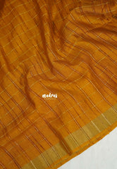 Mustard Yellow - Vadhanam - 120 count Jute Tussar Silk Saree with Tissue Border - Best for Office Wear | Casual Wear