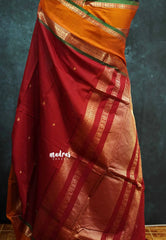 Maroon - vaibhogam 120 count Pure mercerized silk cotton with buttas and rettapet border