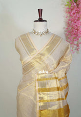 (PRE-BOOKING) Sandal Gold - Vani Bhojan - Soft Tissue khadi - Perfect for Haldi / Mehendi / Reception