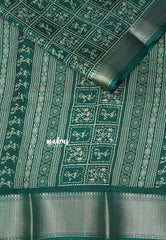 Dark Green - Light weight Vasundra sillk with warli prints