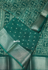 Dark Green - Light weight Vasundra sillk with warli prints