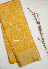 Mango Yellow - Light weight Vasundra sillk with warli prints