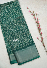Dark Green - Light weight Vasundra sillk with warli prints