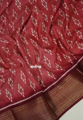 Rust Pink - Premium Vasundra Printed Silk with Ikkat Prints and Zari Border - Best for Casual Wear
