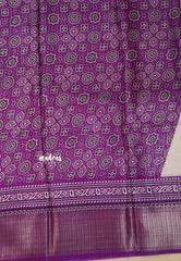 Ivory with Magenta Purple - Light weight Vasundra printed silk with ajrakh pallu and blouse