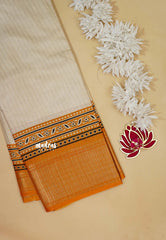 Ivory with Mustard Yellow - Light weight Vasundra printed silk with ajrakh pallu and blouse