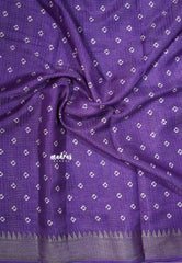 Lavender Purple - Light weight Vasundra Printed Silk with Kantha Stich Weaving with Zari Border - Best for Small Functions