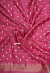 Dark Rose Pink - Light weight Vasundra Printed Silk with Kantha Stich Weaving with Zari Border - Best for Small Functions