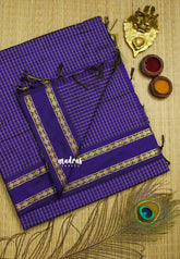 Vintage Gadwal silkcotton MS Blue - Madras Sarees