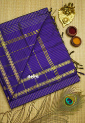 Vintage Gadwal silkcotton MS Blue - Madras Sarees