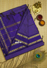 Vintage Gadwal silkcotton MS Blue - Madras Sarees