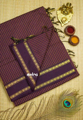 Vintage Gadwal silkcotton Deep Winered - Madras Sarees