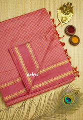 Vintage Gadwal silkcotton English Flamingo pink - Madras Sarees