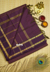 Vintage Gadwal silkcotton Deep Winered - Madras Sarees