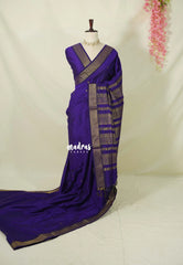 Violet Purple - Vintage Gadwal Semi Silk Cotton Muhurtham Getti Border with Buttas - Perfect for Small Functions